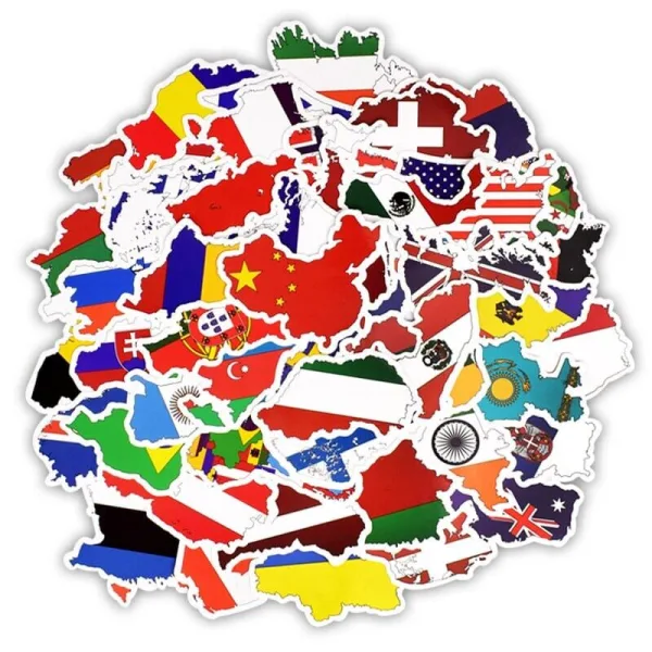 autocollants de voyage pays pack de 50