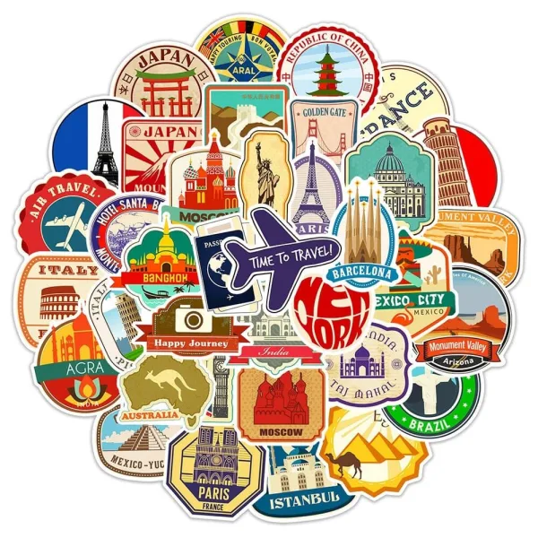 stickers colorés pour valises