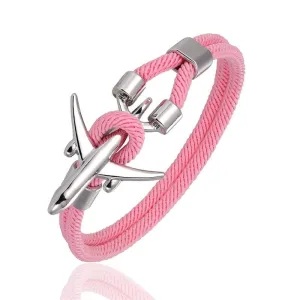 bracelet avion corde rose