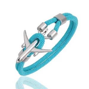 Bracelet Avion <br>Corde Turquoise