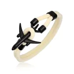 Bracelet Avion <br>Noir & Corde Beige