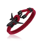 Bracelet Avion <br>Noir & Corde Bordeaux