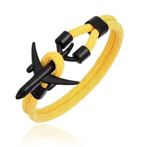 Bracelet Avion <br>Noir & Corde Jaune