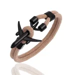 Bracelet Avion <br>Noir & Corde Marron