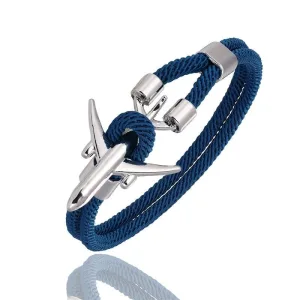 bracelet avion corde bleue