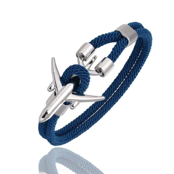 bracelet avion corde bleue