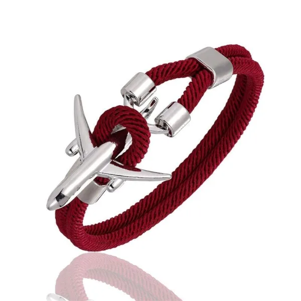 bracelet avion corde bordeaux