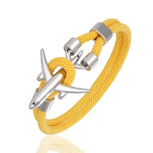 bracelet avion corde jaune
