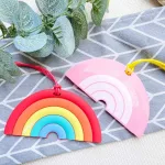 étiquette bagage colorée arc-en-ciel