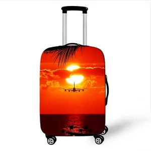 housse de valise avion au coucher du soleil
