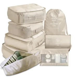 organisateurs de valise colorful life set de 8 beige