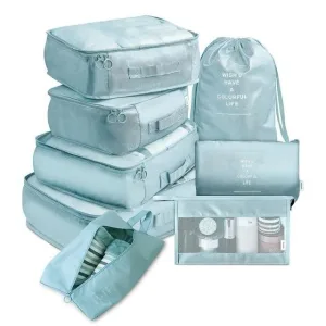 organisateurs de valise colorful life set de 8 bleu ciel