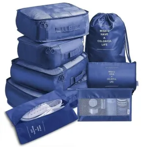 organisateurs de valise colorful life set de 8 bleu marine