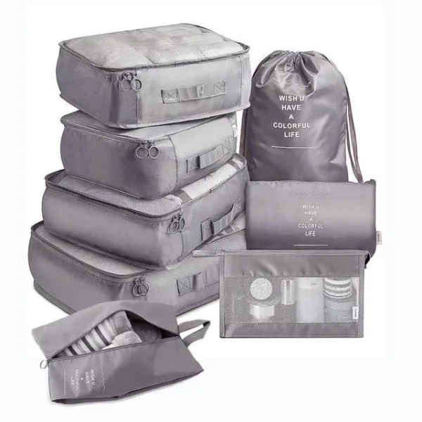 organisateurs de valise colorful life set de 8 gris