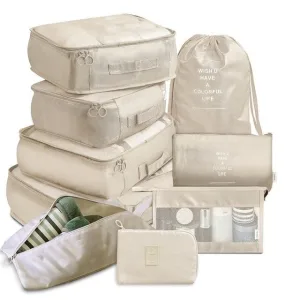organisateurs de valise colorful life set de 9 beige