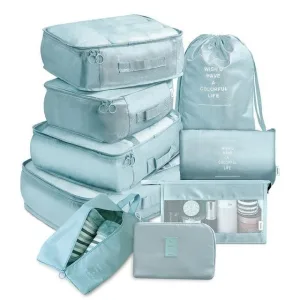 organisateurs de valise colorful life set de 9 bleu ciel