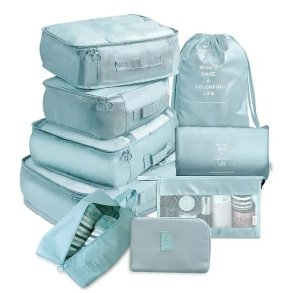 organisateurs de valise colorful life set de 9 bleu ciel