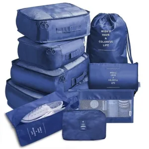 organisateurs de valise colorful life set de 9 bleu marine