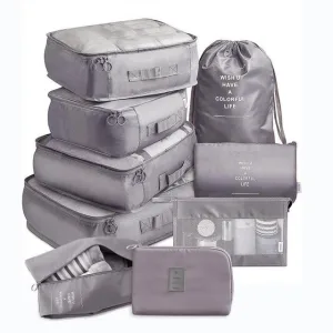 organisateurs de valise colorful life set de 9 gris