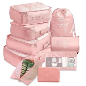 organisateurs de valise colorful life set de 9 rose