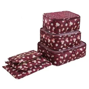 organisateurs de valise fleurs set de 6 bordeaux