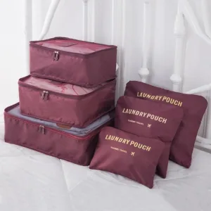 organisateurs de valise laundry pouch set de 6 bordeaux