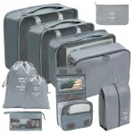 organisateurs de valise set de 10 pochettes gris