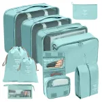 organisateurs de valise set de 10 pochettes turquoise