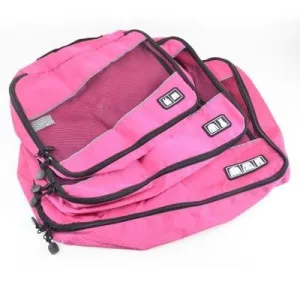 organisateurs de valise travelbasics set de 3 rose