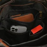 sac à dos homme de cuir à l'intérieur spacieux