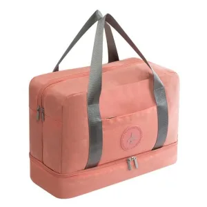 sac de voyage avec compartiment chaussures happy flight rose pâle