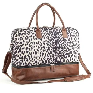 sac de voyage avec compartiment chaussures motif léopard