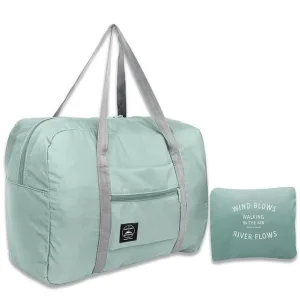 sac de voyage pliable "wind blow river flows" vert d'eau