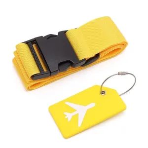 sangle de valise porte-étiquette bagage avion jaunes