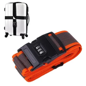 sangle pour valise avec code 3 chiffres grise et orange en croix
