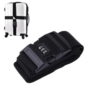 sangle pour valise avec code 3 chiffres noire en croix