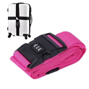 sangle pour valise avec code 3 chiffres rose en croix