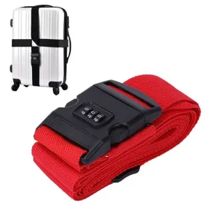 sangle pour valise avec code 3 chiffres rouge en croix