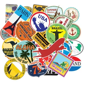 stickers valise voyages pack de 50