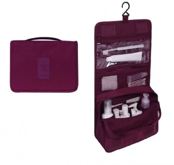 trousse de toilette à suspendre de voyage bordeaux
