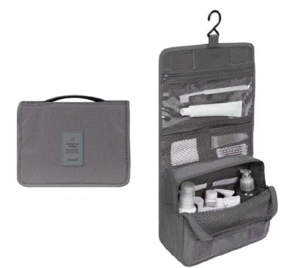 trousse de toilette à suspendre de voyage grise