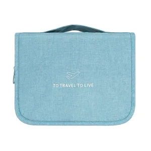 trousse de toilette de voyage à suspendre to travel to live bleu ciel