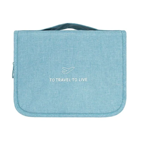 trousse de toilette de voyage à suspendre to travel to live bleu ciel