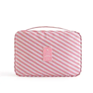 trousse de toilette de voyage rayures roses