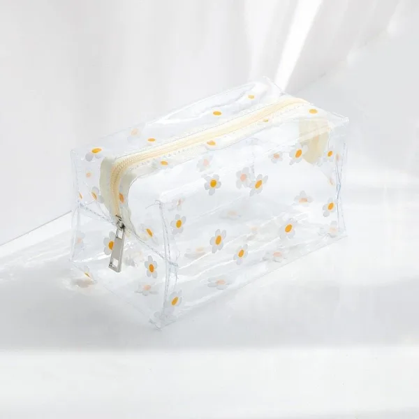 trousse de toilette femme transparente marguerites
