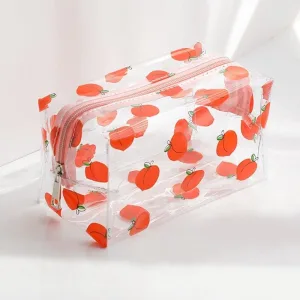 trousse de toilette femme transparente pêches