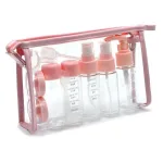 trousse de toilette transparente avec 7 flacons
