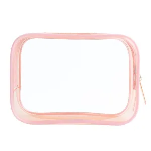 trousse de toilette transparente rose