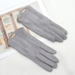 Gants Femme en Suédine Doublés Polaire Gris