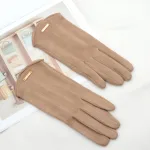 Gants Femme en Suédine Doublés Polaire khaki